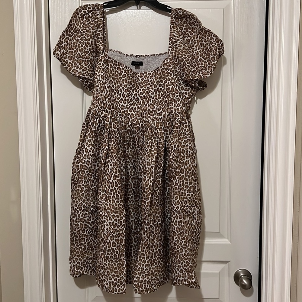 - NWT J Crew Linen-cupro mini dress in leopard